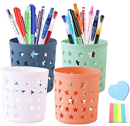 MAINOSHY 4 portamatite con stelle vuote portapenne, multifunzione, organizer per pennelli da trucco, cancelleria, con note adesive per ufficio, casa, aula