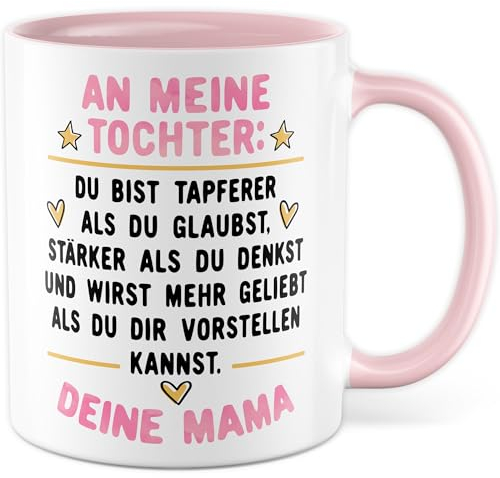 Mama Tochter Tasse Geschenk Kaffeetasse Mutter Geschenkidee Motivations-Spruch Kaffee-Becher Inspiration Geburtstag Weihnachten Kind Mädchen