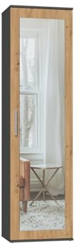 VBChome Flurschrank 50 x 35 x 180 cm Eiche Artisan - Antrazit Kleiderschrank mit Spiegel Garderobenständer Kleiderständer Garderobe für Jacken Mantelgarderobe Eiche Artisan - Antrazit