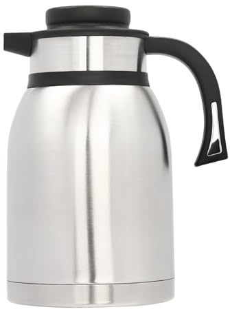 2L Stainless Steel Thermos Jug Round Double Walled Vacuum Insulated Coffee Pot for Coffee/Tea/Milk/Water/Hot Chocolate Thermal Insulation Coffee Pot W/V-Shape Spout