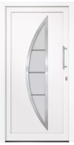 HORI® Eingangstür Kunststoff Komplettset – Hochwertige Haustür mit Wärmeschutz, 5-fach-Verriegelung & Edelstahl-Stoßgriff I Farbe: weiß I DIN rechts I Modell: Curve I 208 x 98 cm