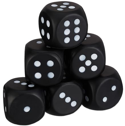 Relaxdays Dadi Giganti Gommapiuma, Set da 6 Cubi in Spugna, Giocattolo per Bambini, Morbidi, HLP 7, 5x7,5 cm, Nero, 7.5 x 7.5 x 7.5 cm