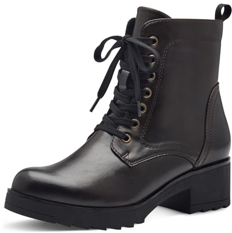 MARCO TOZZI Damen Stiefeletten zum Schnüren mit Blockabsatz mit Reißverschluss, Braun (Mocca), 39 EU