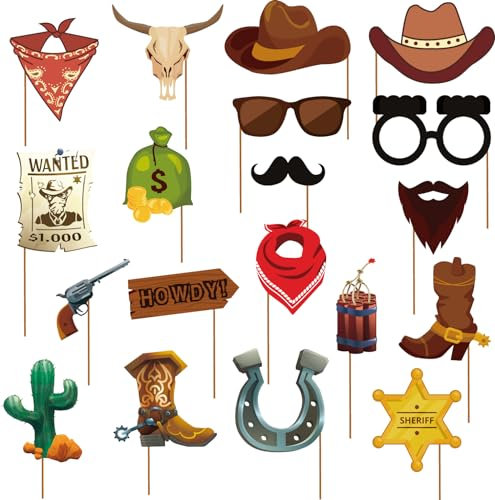 Kit di 19 accessori per cabina fotografica West Cowboy, decorazioni per feste e selfie, accessori per feste a tema cowboy occidentale, accessori per bomboniere (Cowgirl)
