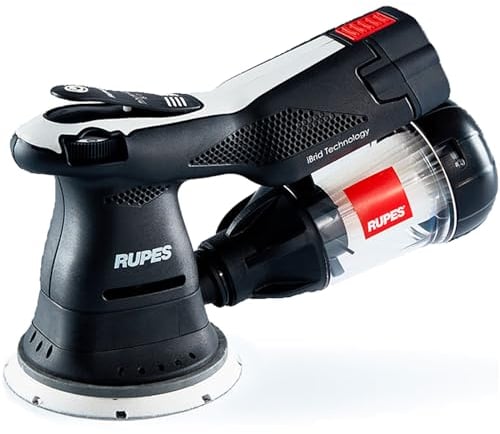 Mini lijadora manual orbital con órbita de 2 mm de madera RUPES Bigfoot, plato de apoyo de 125 mm con batería de 18 V, incluye 2 baterías, maletín, alimentador, cargador y filtro, modelo 2024 iBrid