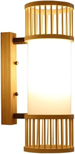 BENJET Applique murale rustique en rotin, applique murale décorative en bambou, applique murale demi-ronde décorative en osier, applique de chevet,pour la chambre