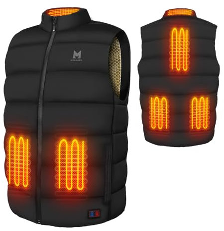 Beheizbare Weste, Heizweste für Herren Damen, 6-Heizzone, 3-Temperatur-Niveau Leichte Beheizte Weste für Outdoor-Wintersport (DE/NL/SE/PL, Alphanumerisch, L, Regular, Regular, Black-Down Vest)
