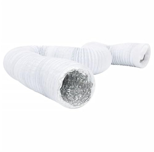 vidaXL Ventilation Duct Air Dryer Vent Hose Ø20 cm - Aluminum PVC, Flexible and Cuttable, 20x600 cm for Hydroponics, Tents, HVAC Systems - White/Silver