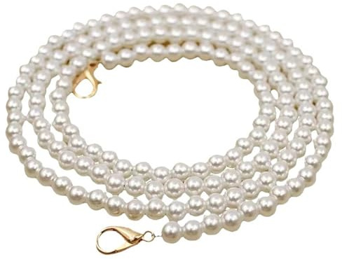 Pmnzdy 130cm Perlen Taschekette Taschengurt Perlen Perlenkette Handy-Kette HandyLanyard Trageriemen Crossbody Handtaschenkette Mit Metallschnalle Taschengriffe DIY Dekoration Ersatzkette Zubehör Gold