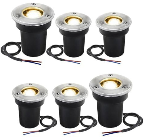 GUODDM 6er-Packung 1 W Brunnen-Landschaftsbeleuchtung – 12 V Außen-Bodenbeleuchtung, IP67 Wasserdichtes Ringbrunnen-Unterwasserlicht, Für Pflastersteine, Terrassen, Stufen, Gartenbeleuchtung(Red)