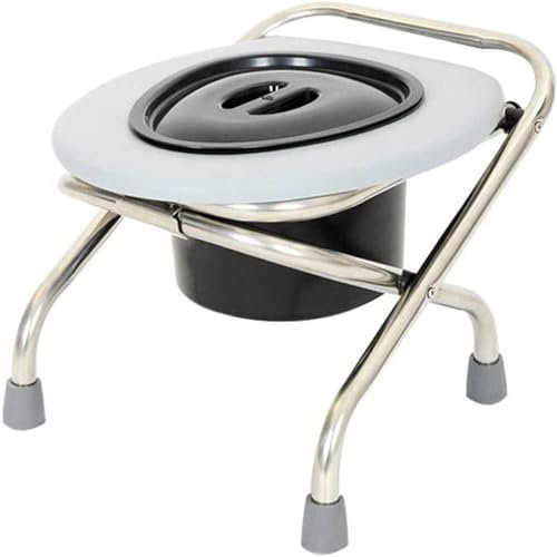 Chaise d'aisance pliante, chaise d'aisance mobile, siège de toilette portable en acier inoxydable, chaise de pot couverte for adulte lourd, chevet léger, camping, salle de bain