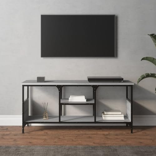 ShGaxin Meuble TV en fer et contreplaqué gris Sonoma 100 x 35 x 45 cm, meuble TV, meuble TV, meuble TV, meuble TV, meuble TV 831801