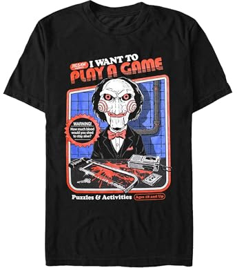 Steven Rhodes x Saw I Want to Play A Game Men's T-Shirt Black Fun Item Sayings, black, M