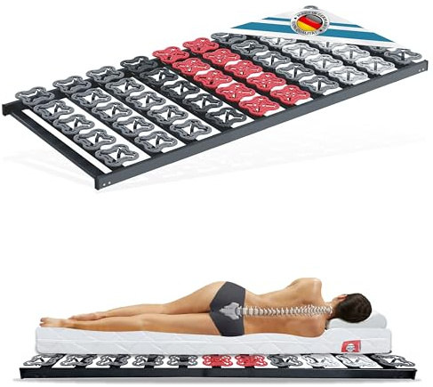 Matratzen Perfekt 5-Zonen Tellerlattenrost 90x200 cm 12,5 cm hoch 200 kg belastbar unverstellbarer Härtegrad-Regulierung und ergonomischen Federtellern 55 Tellermodule