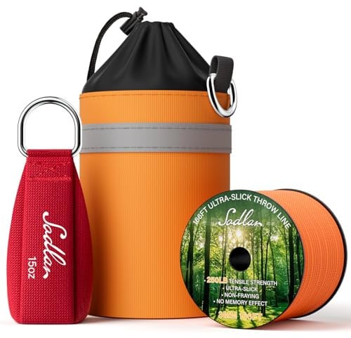 Arborist Throw Line Kit - Ultra Slick 166ft Rope with 15Oz Weight Throw Bag Low High Limb Throwing Adults Forestry Tree Trimming Cutting Gear