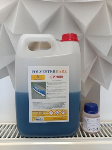 TomBoot® Polyesterharz Set mit Härter & Glasfasermatte | GFK Reparaturset für Laminieren, Boot, KFZ, Teich | Harz + MEKP + Matte | Versch. Größen & Grammaturen (Matte 5m 450g, 3kg)