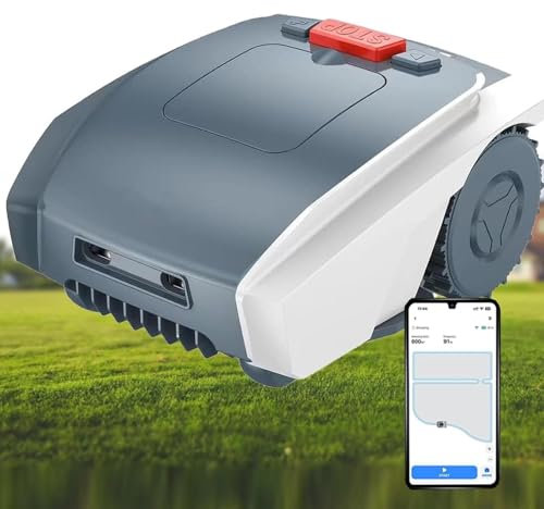 Robot Tondeuse sans Fil 1500m2 Tonte Ultra silencieuse Tondeuse à Gazon Automatique Contrôle de l'application Hauteur de Coupe 20-55mm Largeur 19cm Angle d'inclinaison 14° Étanche