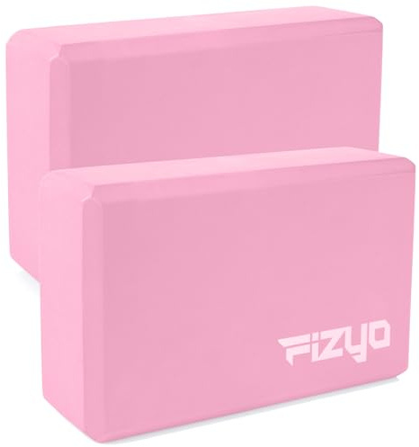 Fizyo Yogablock 2er Set (Yoga Block) 23x15x7 cm rutschfester EVA Schaum Yogablöcke für Yoga Pilates und Fitness stabile Blöcke für Stretching Dehnung Balance und Unterstützung (Rosa)
