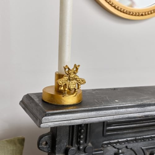 Melody Maison Round Gold Bee Candle Holder - 6cm
