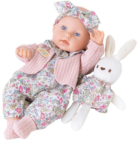 Xoeryoy 12-Zoll-Babypuppe für Kleinkinder, Babypuppenset mit beweglichen Gelenken und Kleidungszubehör, Kaninchenspielzeug für Mädchen im Alter von 1 2 3 4 5 und 6 Jahren, Stil 1