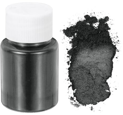 QUARKZMAN Mica Pulver 10g Kosmetik Grade Glimmerpulver 600 Mesh Mica Powder Epoxidharz Farbe Pigmentpulver für Gießharz Seifenfarbe Kerzenfarbstoff DIY Nagellack und Lipgloss Silber Schwarz