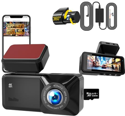 Osmo-s Dashcam Pro 2.0 Verbesserte Version 2026 4K Dashcam Auto Vorne Hinten mit GPS Tracking, WLAN & App, 170° Weitwinkel, 24h Parküberwachung, G-Sensor, Loop Aufnahme, Hardware-Kit & Auto Ladegerät