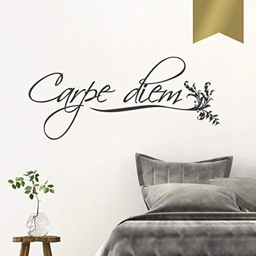 WANDKINGS Wandtattoo - Carpe Diem - 75 x 33 cm - Gold - Wähle aus 5 Größen & 35 Farben