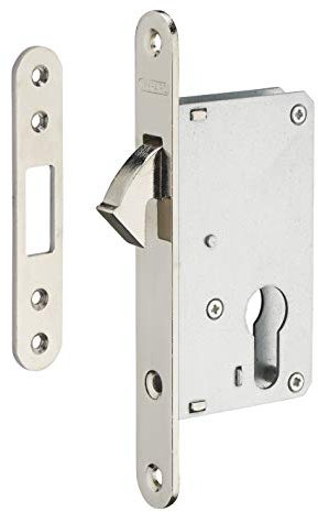 Serratura da incasso per porta scorrevole a cilindro europeo, asse 40mm - Finitura nichel - THIRARD