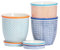 Nicola Spring Pots végétaux imprimés à la Main avec soucoupes - Planteur de Fleurs en Porcelaine de Style Japonais - 20,5 cm - 3 Couleurs - Pack de 3