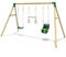Rebo® Children's Wooden Garden Swing Set - Galaxy | OutdoorToys | Pressure Treated Timber, Soft Feel Ropes, Wooden Trapeze Bar, Sturdy Construction for Kids