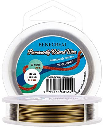 BENECREAT Draht, 22-Gauge, anlaufgeschützt, antiker Bronze, 1,8 m