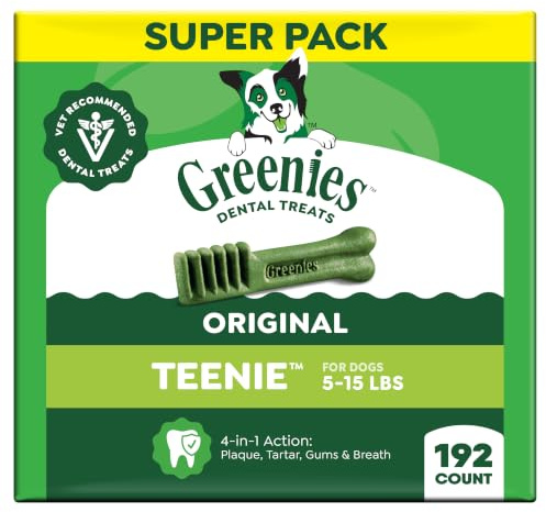 Greenies Dental Treats Original For Teenie Dogs 5-15 lbs. Super Pack 192-Count
