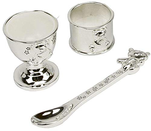 Twinkle Twinkle Eierbecher, Serviettenring und Löffel im Set - versilbert - ideal als Geschenk zur Geburt oder Taufe eines Babys!
