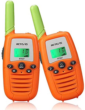 Retevis RT637 Walkie Talkie Kinder,Geschenke ab 6-12 Jahre Jungen Mädchen Spielzeug 16 Kanäle Tastatursperre Langer Reichweite für Ostern Familienfeiern,im Freien (Orange, 2er Pack)