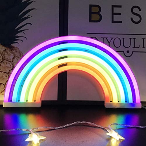 QiaoFei Regenbogen-Nachtlicht für Kinder, Geschenk, LED-Regenbogen-Neonschilder, Regenbogen-Lampe für Wanddekoration, Schlafzimmer-Dekorationen, Heim-Zubehör, Party, oder USB-betrieben