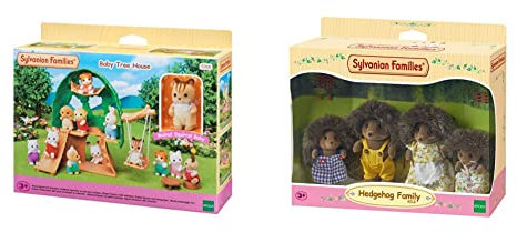 SYLVANIAN FAMILIES 4018 Famille Hérisson & La cabane Luke bébé écureuil Roux Mini-Univers, 5318, Multicolore