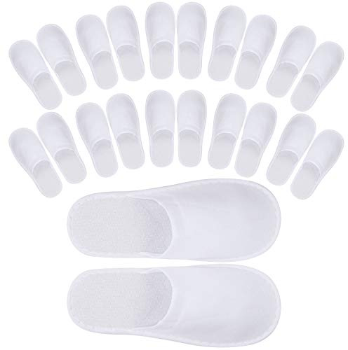 Tbestmax 24 Pair Spa Flip Flops Disposable Slippers for Hotel Guests Women, Men Closed Toe Super Comfort White