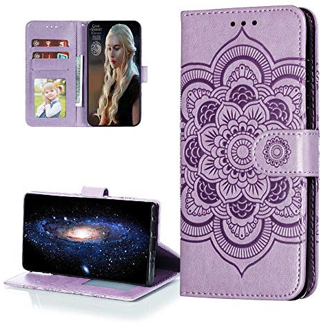 COTDINFOR Case for LG Velvet 5G Hülle Flip case PU Leder Schutzhülle Magnet Handytasche Bookstyle Kartenfächer Lederhülle Handyhülle für LG G9 / G90 / LG Velvet Cover Violet Mandala LD.