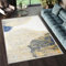 TAPISO Shine Teppich Kurzflor Creme Blau Gold Abstrakt Marmor Linien Wohnzimmer Schlafzimmer 3D Optik Modern Design ÖKOTEX 250 x 350 cm