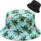 Malaxlx Damen Kokosnuss Baum Flamingo Grün Druck Fischerhüte Sonnenhut Strandhut Fishermütze Sommerhut Draussenhut Faltbarer Reversibel