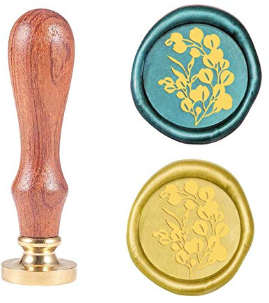craspire Wax Seal Stamp Eukalyptus, Vintage Sealing Stamp Tree 25mm Austauschbarer Messingkopf Mit Holzgriff Für Umschlagkarten Craft Hochzeitsdekoration
