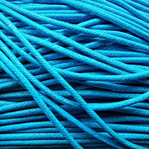 Cotton Cord Waxed 2mm wide / 5m long Rattail Knotting Thread Craft Bracelet Making, Jewellery (Blue)