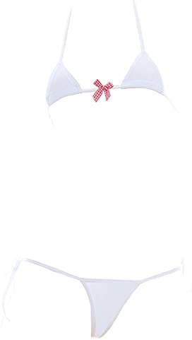 SINGUYUN Sexig mikrobikini för kvinnor, anime, bikini, cosplay, underkläder, kawaii, paket med bh och trosa, söt, 209vit, en storlek