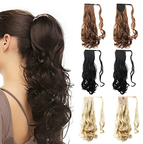 Mulaibdin Ponytail Extension Braun, Haarverlängerungen Zopf Extension mit Klammer, Perrücke Frauen Lang 50cm, Pferdeschwanz Haarteil Wellen, Braids Extensions, Haarteil Zopf mit Kordelzug