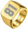 GoldChic Glänzend Poliert Siegelring mit Anzahl Gravur Edelstahl Quadrat Männer Fingerringe Hip Hop Bandring 18K Vergoldet Rock Freundschaftsring Ringgröße 67.2（21.4）