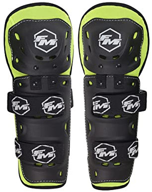 FM Racing Ginocchiere Horn Protezione Cross Nero/Giallo Fluo Adulto