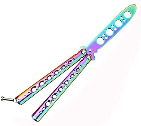 Butterfly Trainer, Rainbow Butterfly Messer,Ungeschärfte Klinge Übungs Trainings Butterfly für Trainingsmesser AnfäNger-Der Flipping-Tricks üBt