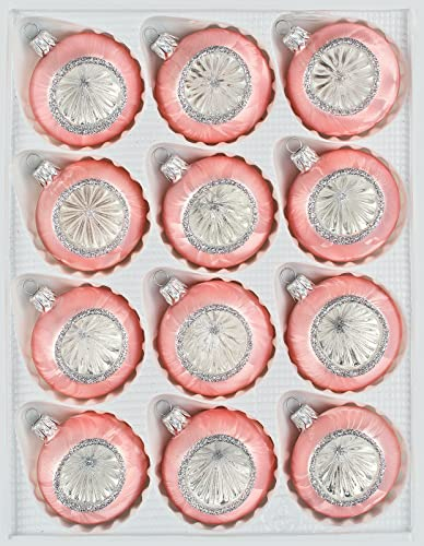 Navidacio Lot de 12 boules de Noël en verre - Vintage Ice Rose Argent - Boules réfléchissantes - Boules réfléchissantes - Boule réflecteur