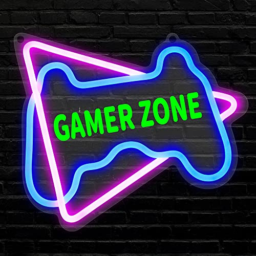 Gamer Zone Neon Zeichen, YuanDian Game Controller LED Neon Lichter für Spiel Zimmer Wanddekoration, Geschenkideen für Jungen Gamers Neffe Männer Teen Sohn Enkel
