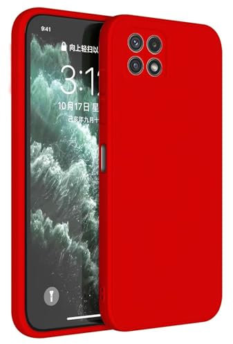 Topme Coque pour Samsung Galaxy A22 5G (6.6 inches) Etui Housse, Protecteur de Peau en Silicone TPU - Rouge de Chine